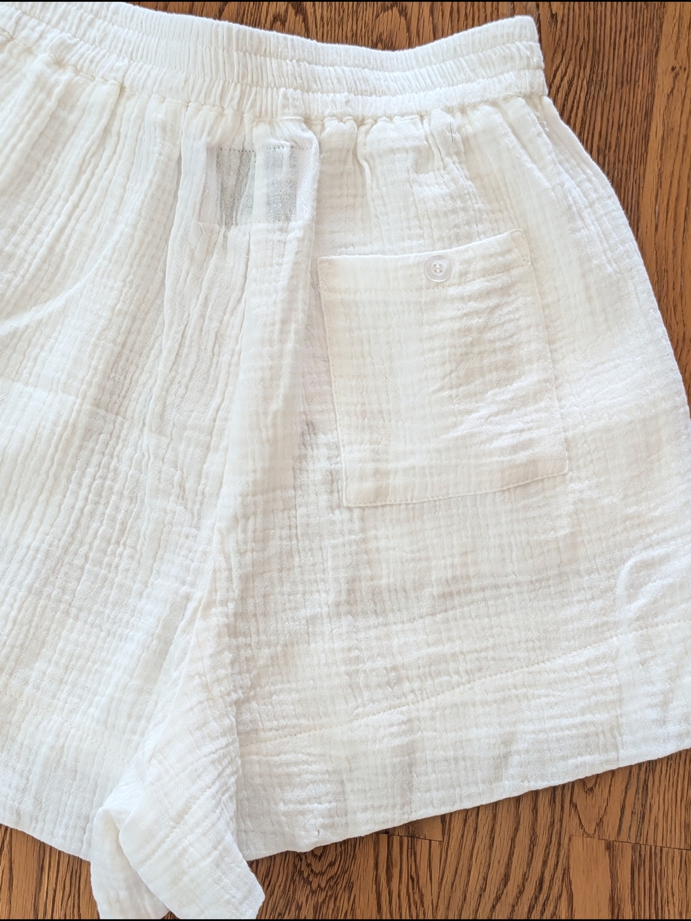 The Shirt Rochelle Behrens Barry Short White Cotton Gauze Shorts - Picture 8 of 12
